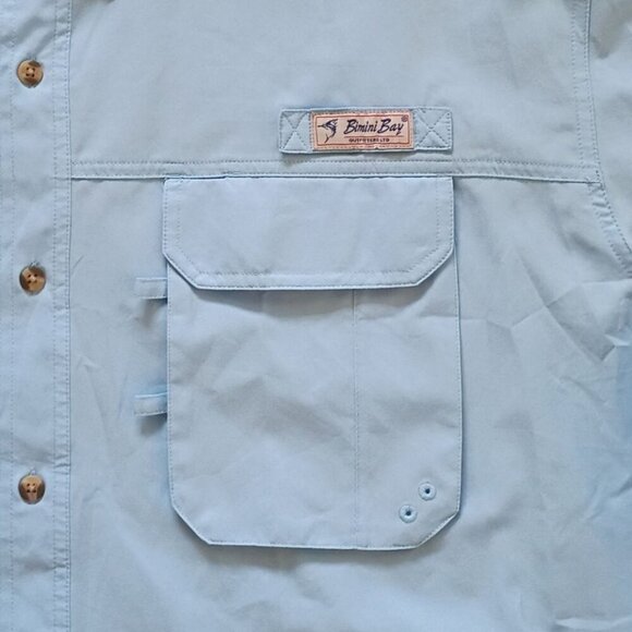 Bimini Bay Men’s 3XL Fishing Light Blue Shirt Short Sleeve Ventilated Back - Picture 5 of 9